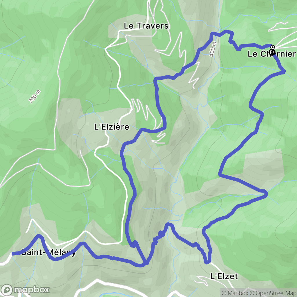 Saint-Mélany : carte du parcours de randonnée - France