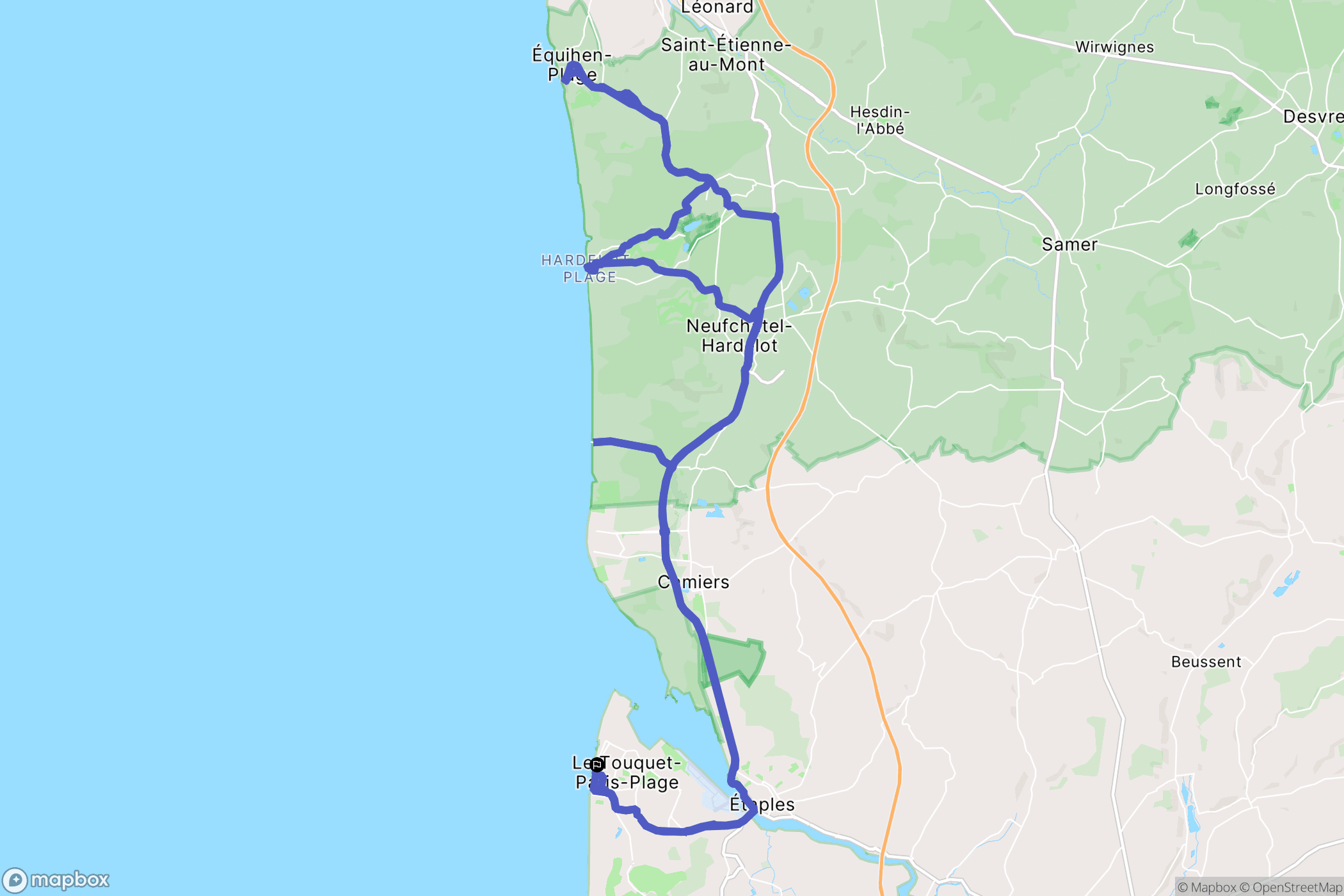 Le Touquet-Paris-Plage : carte du parcours de randonnée - France
