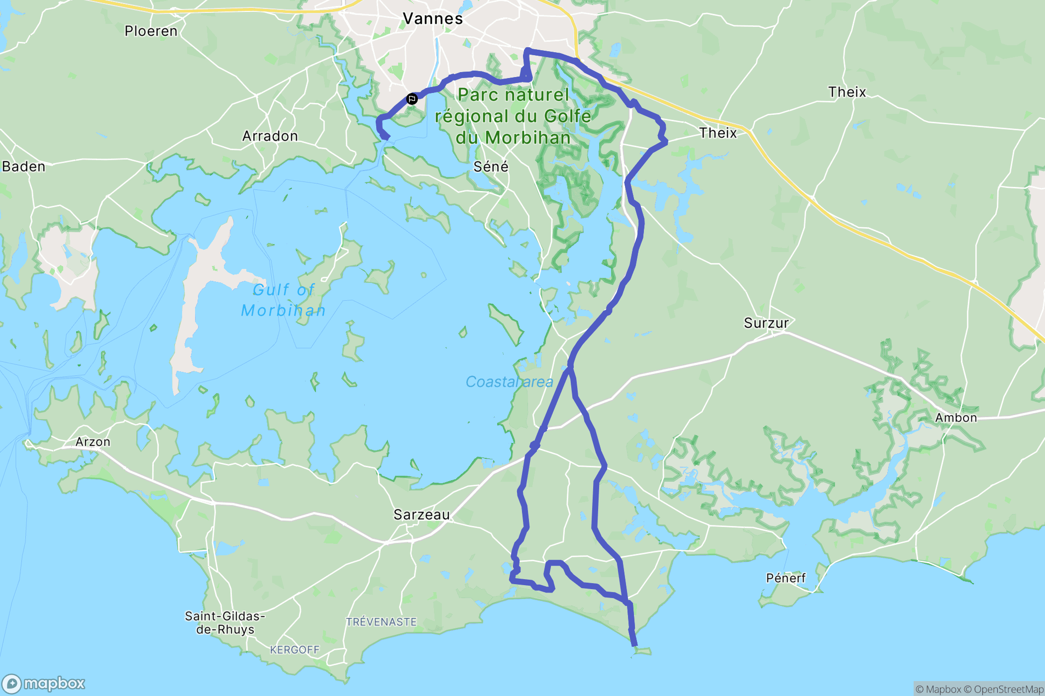 Vannes : carte du parcours de randonnée - France