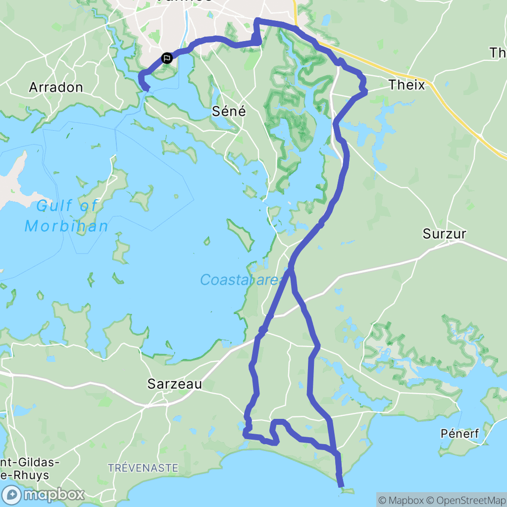 Vannes : carte du parcours de randonnée - France