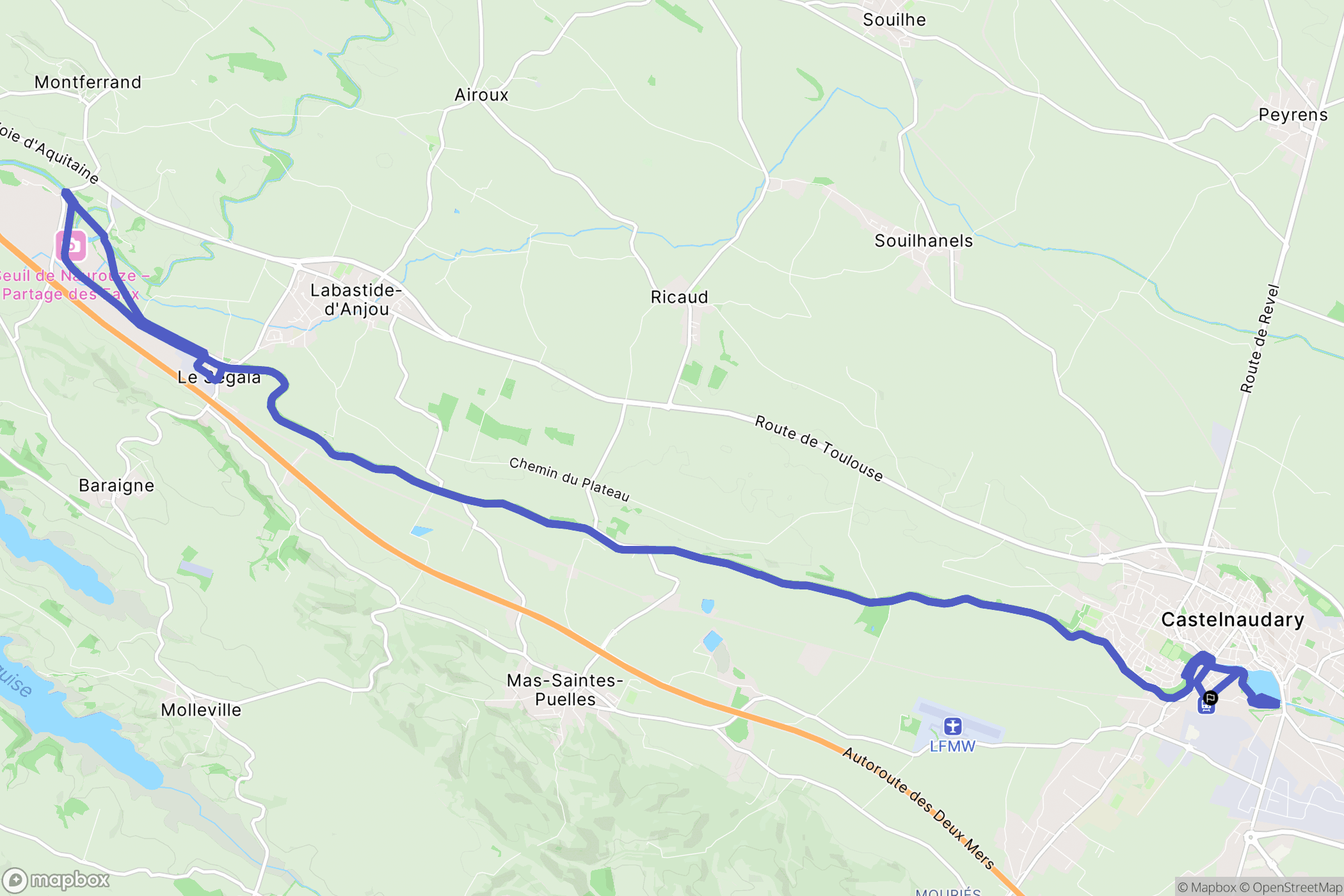Castelnaudary : carte du parcours de randonnée - France