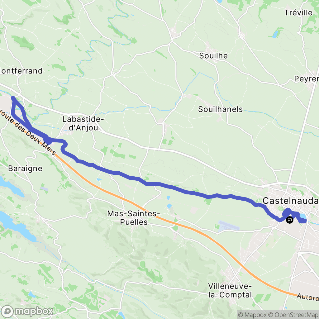 Castelnaudary : carte du parcours de randonnée - France