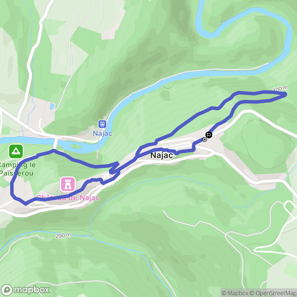 Najac : carte du parcours de randonnée - France