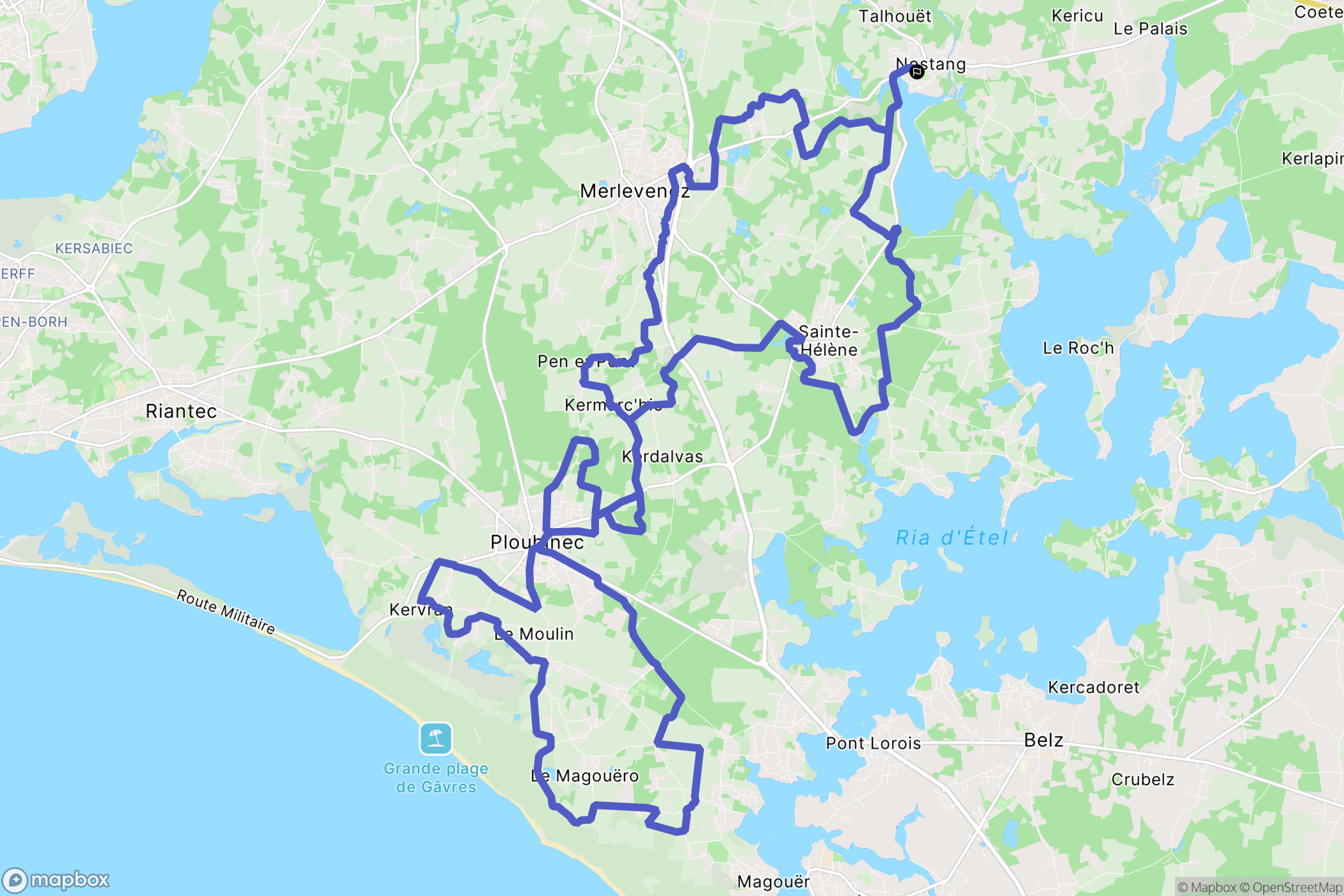 Nostang : carte du parcours de randonnée - France