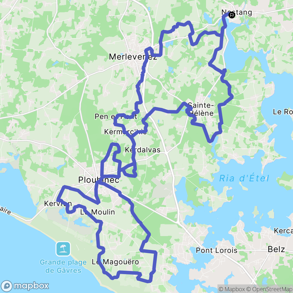 Nostang : carte du parcours de randonnée - France