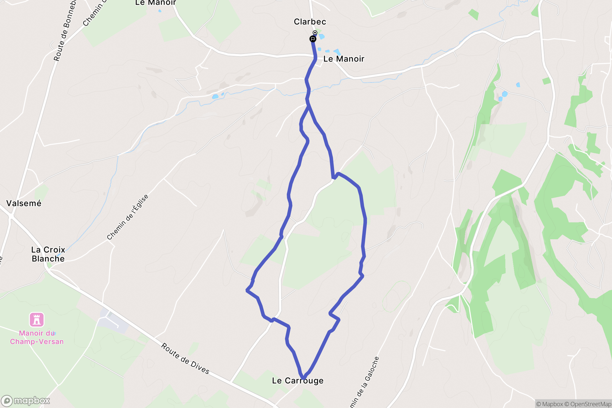 Clarbec : carte du parcours de randonnée - France