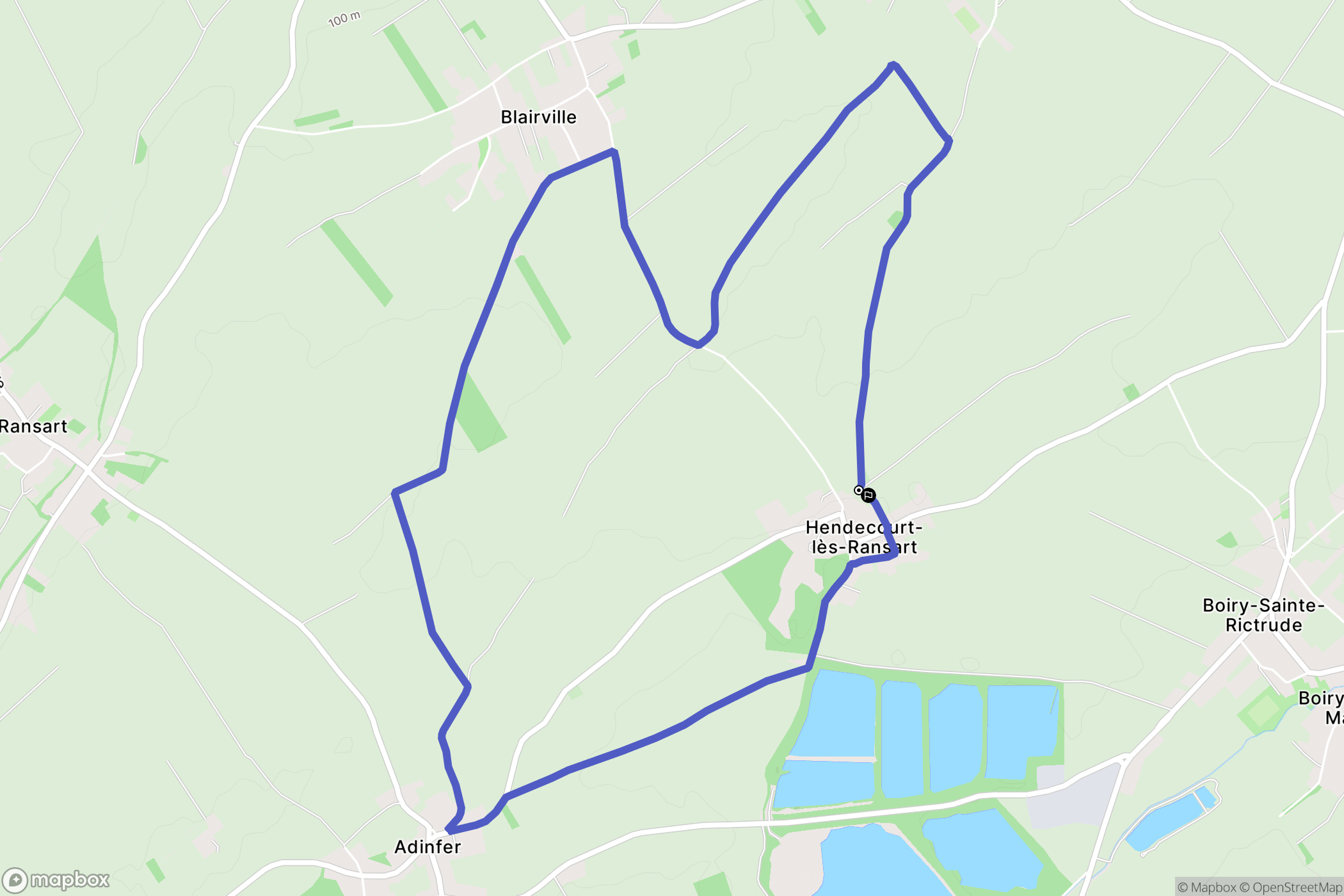 Hendecourt-lès-Ransart : carte du parcours de randonnée - France
