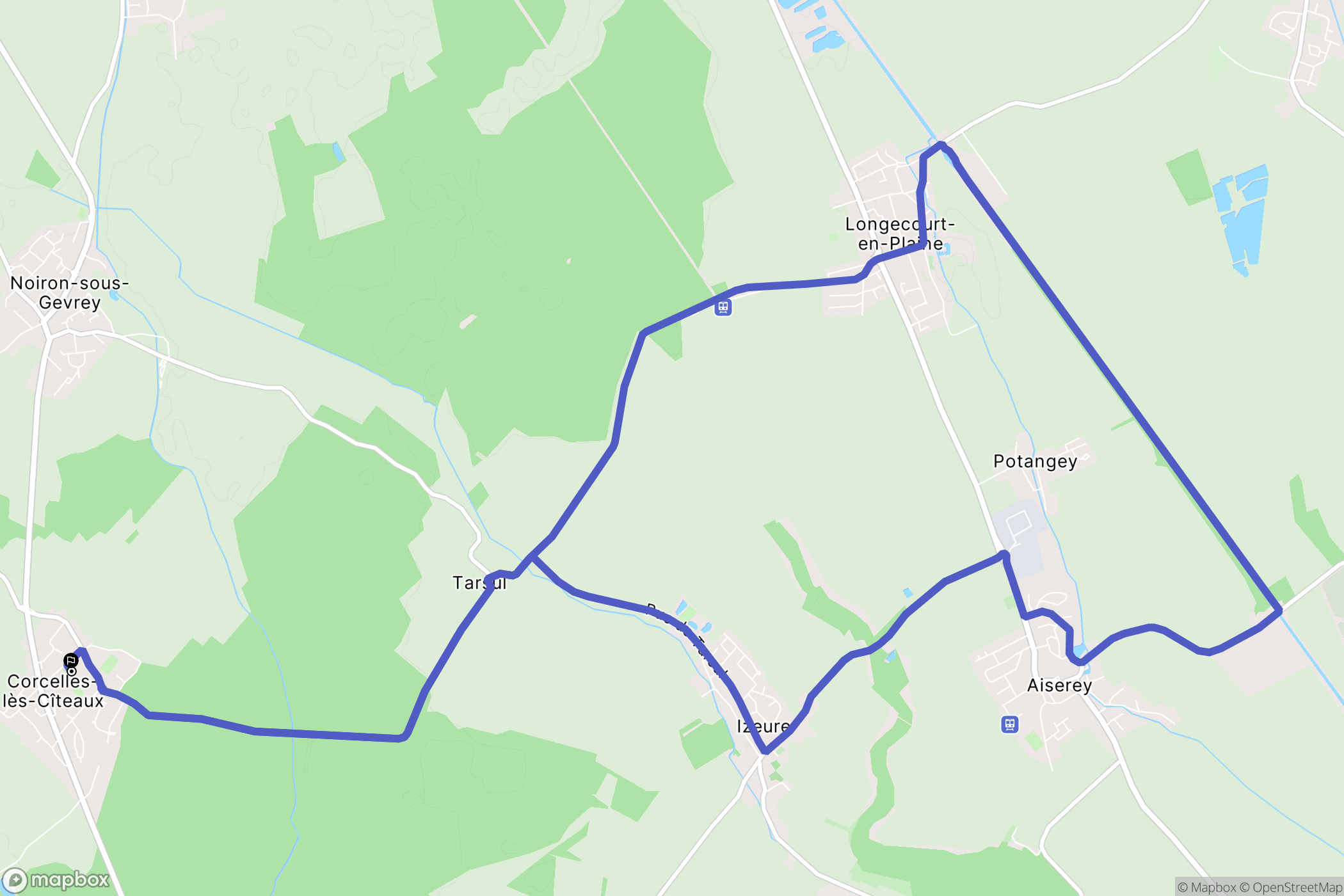 Corcelles-lès-Cîteaux : carte du parcours de randonnée - France