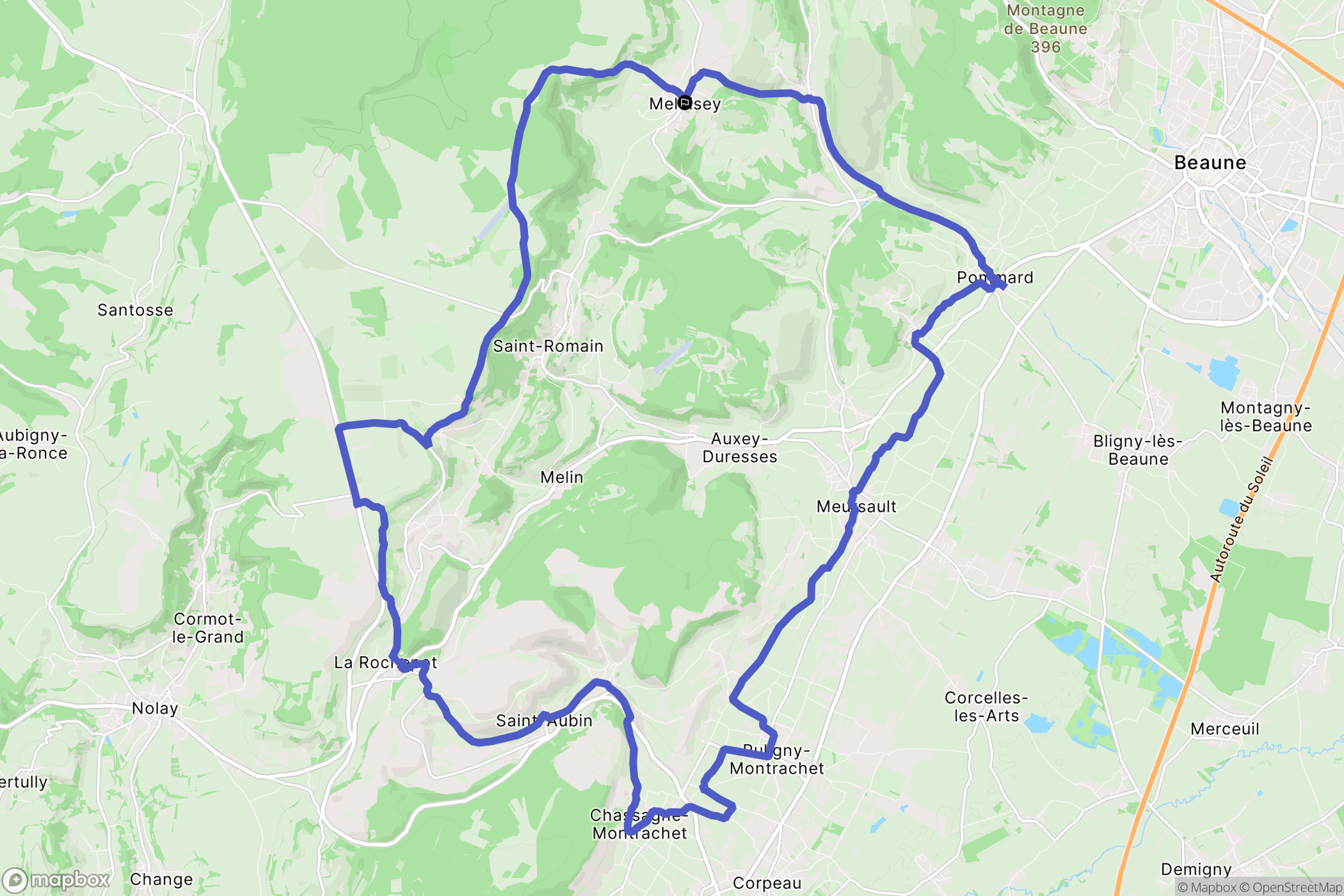 Meloisey : carte du parcours de randonnée - France