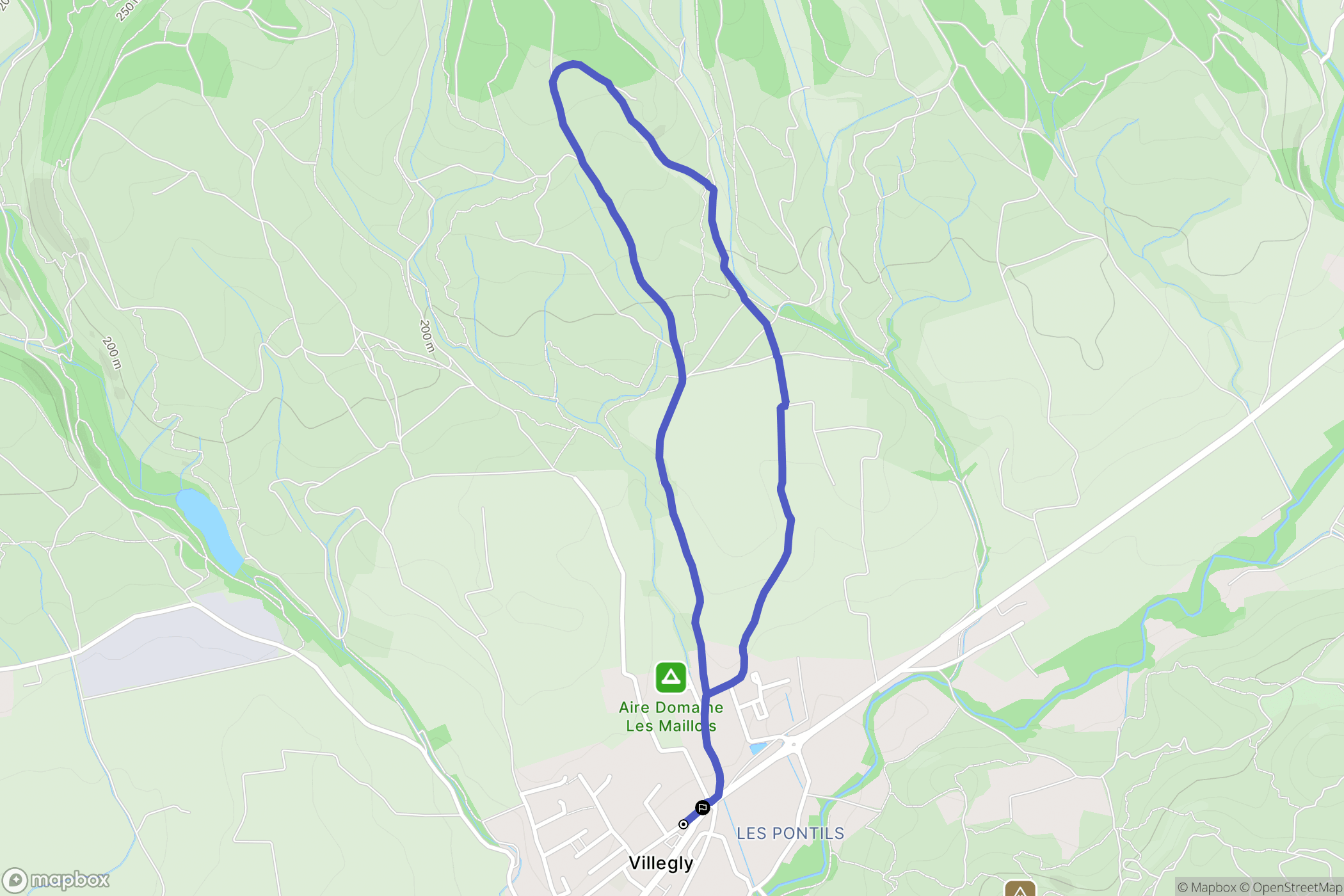 Villegly : carte du parcours de randonnée - France