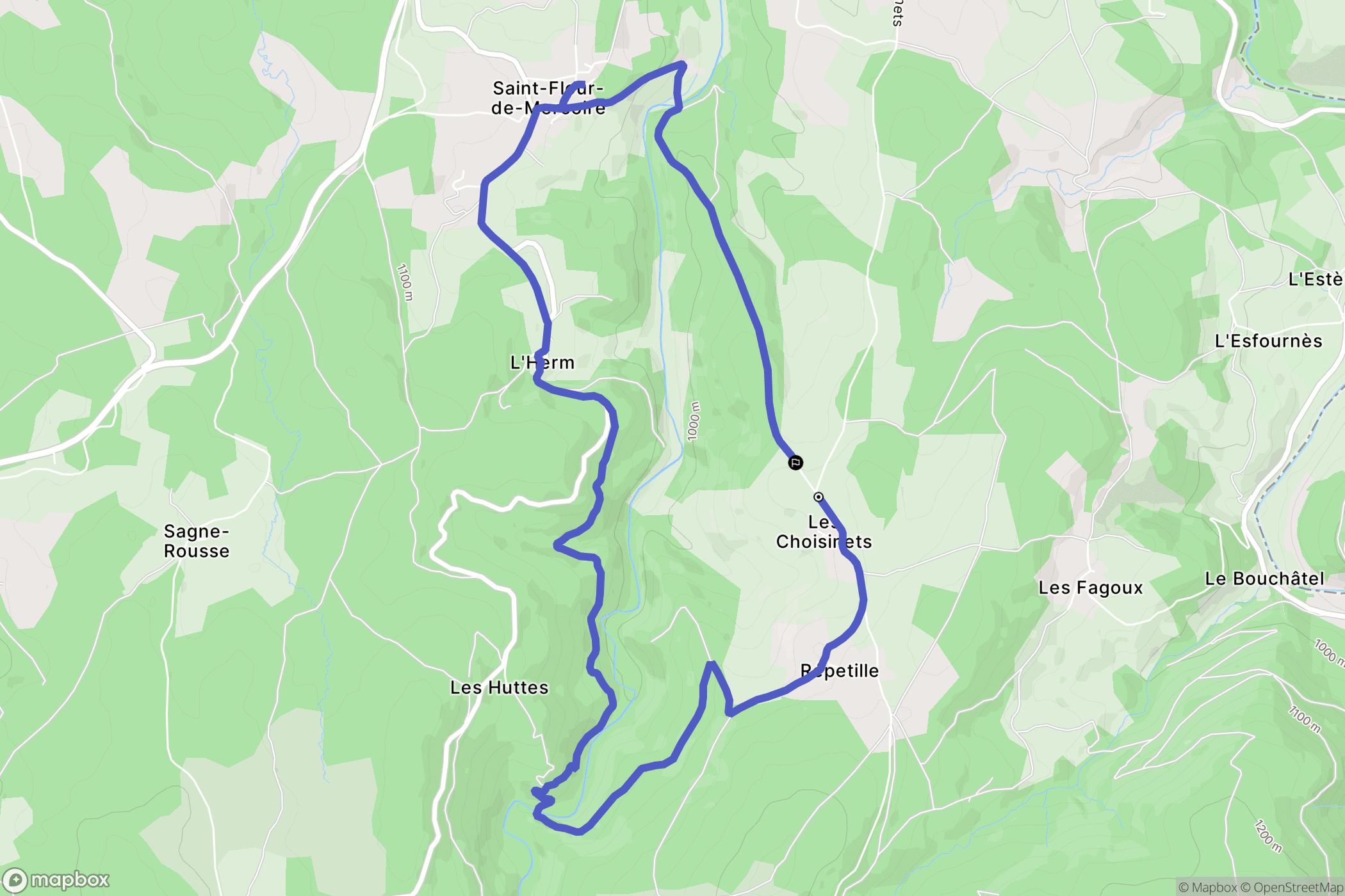 Saint-Flour-de-Mercoire : carte du parcours de randonnée - France