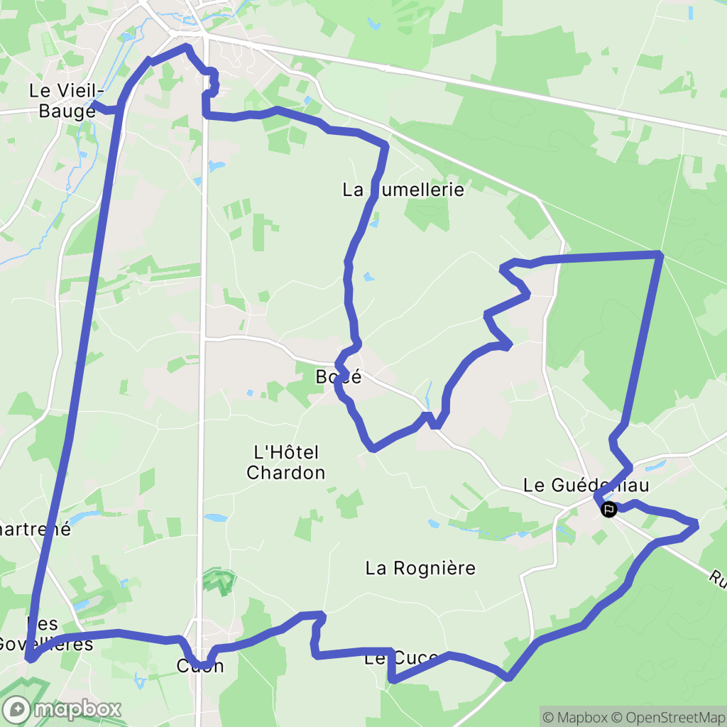 Baugé en Anjou : carte du parcours de randonnée - France