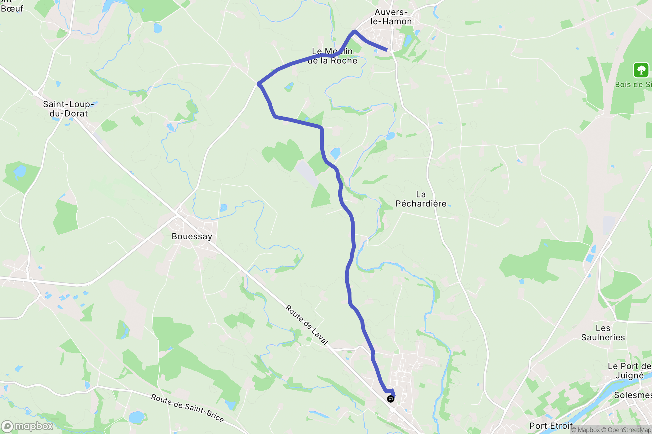 Sablé-sur-Sarthe : carte du parcours de randonnée - France