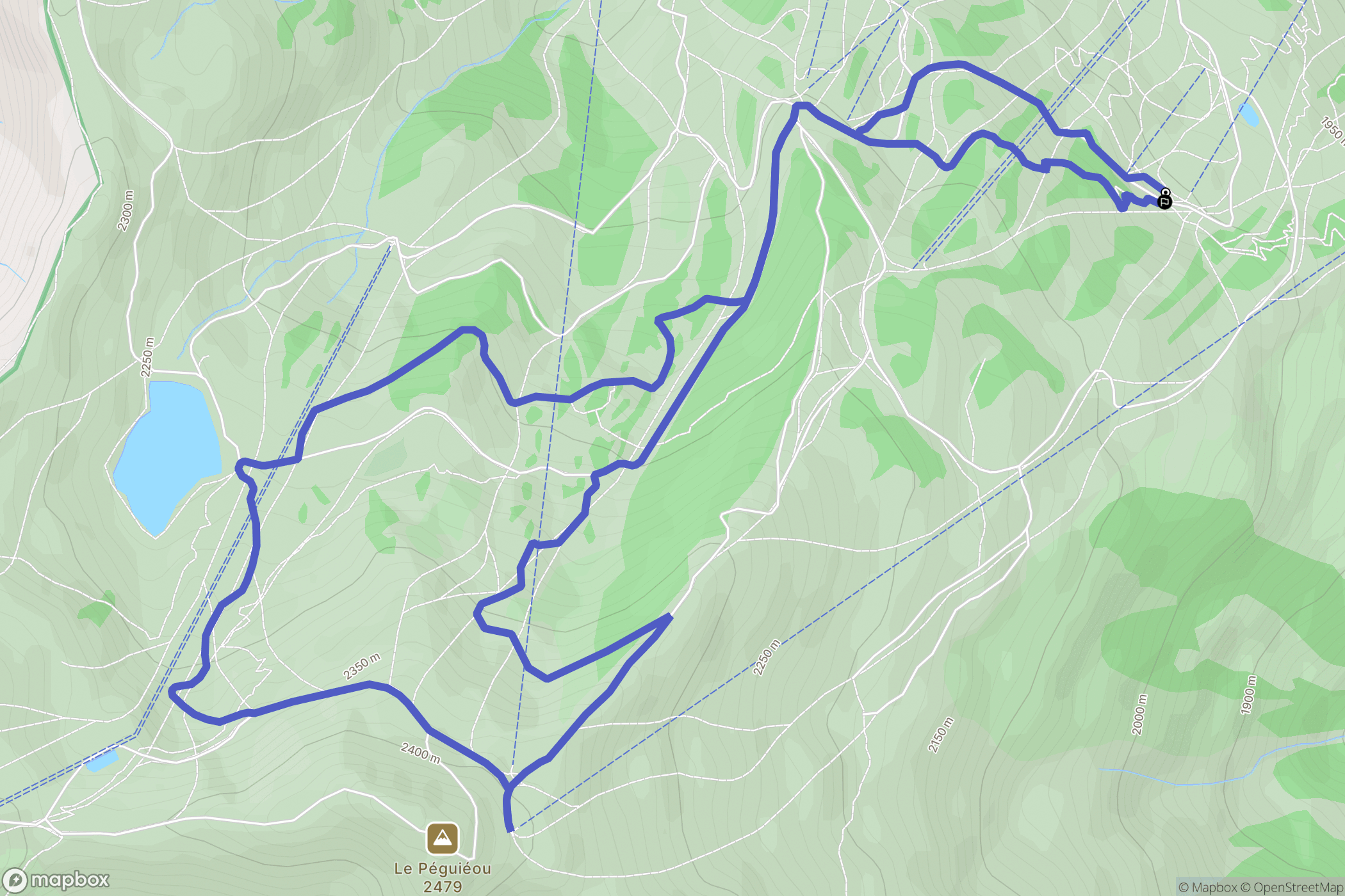 Uvernet-Fours : carte du parcours de randonnée - France