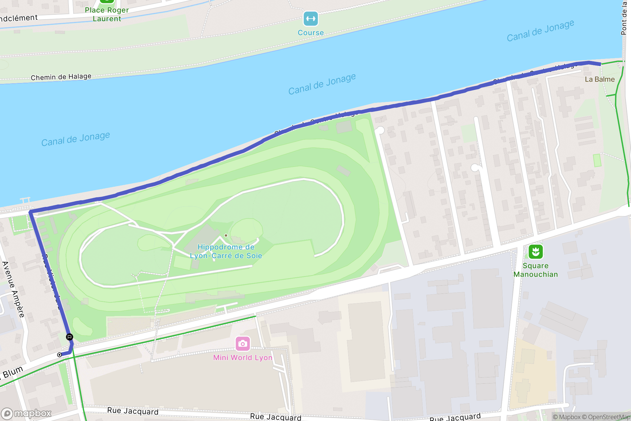 Villeurbanne : carte du parcours de randonnée - France