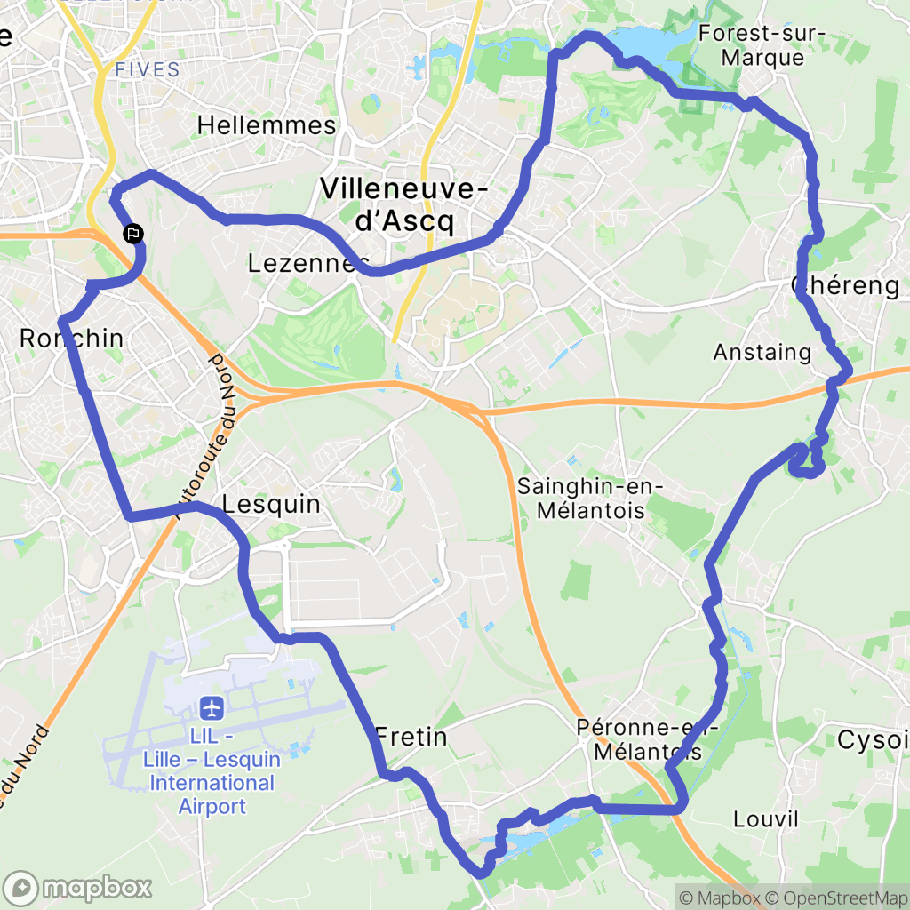 Lille : carte du parcours de randonnée - France