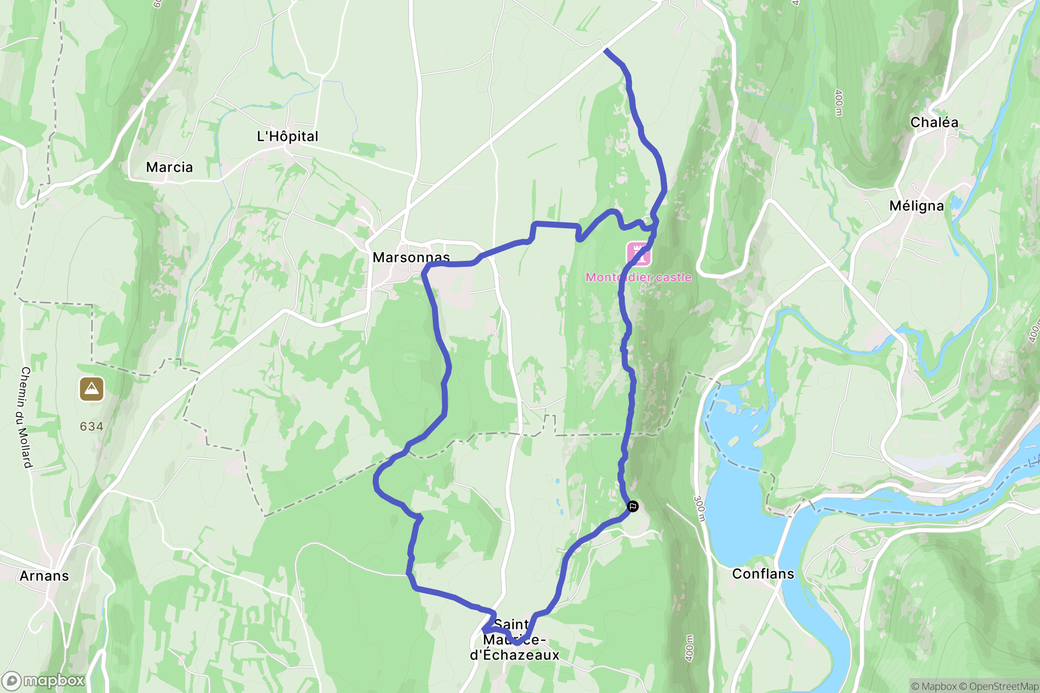 Corveissiat : carte du parcours de randonnée - France