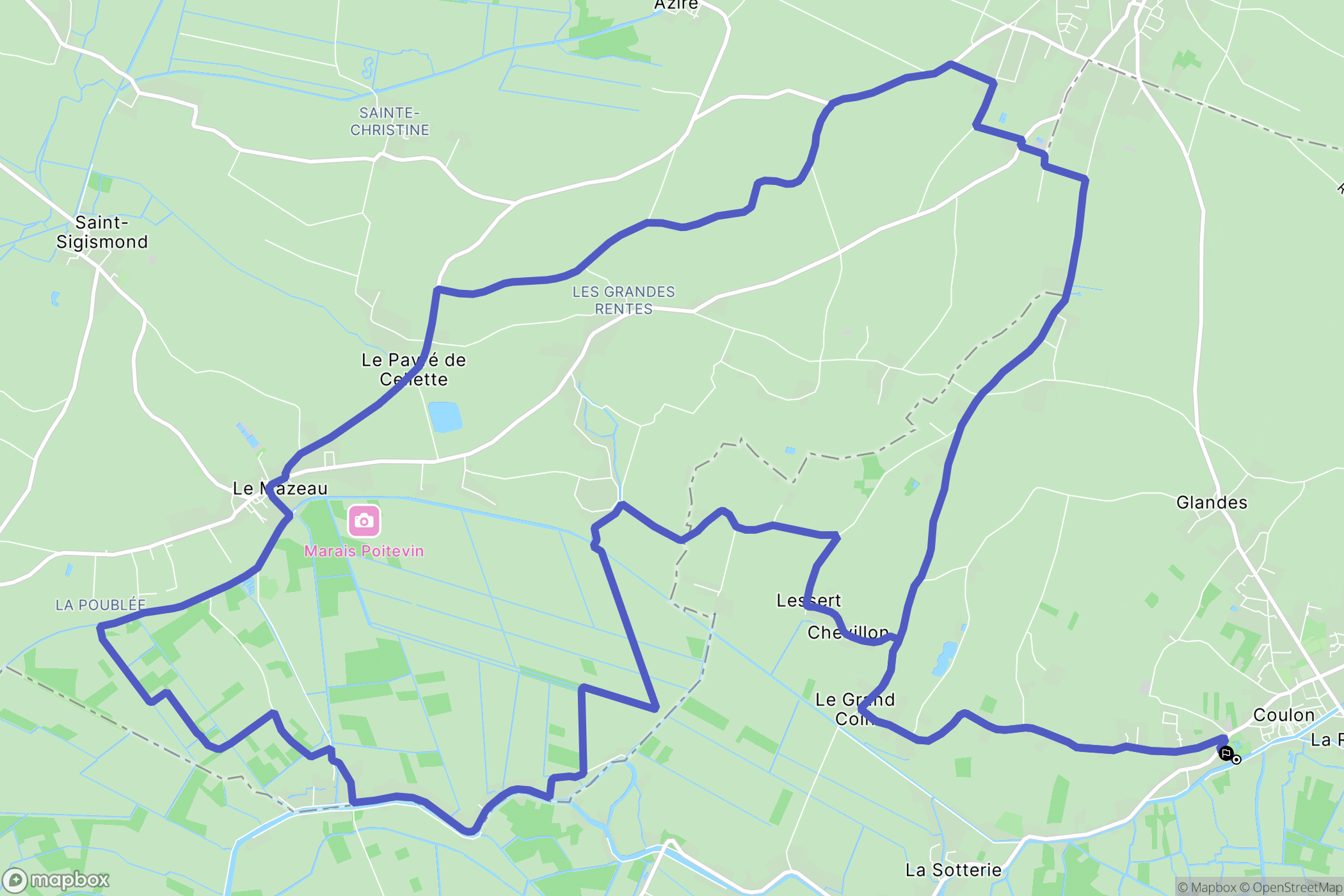 Coulon : carte du parcours de randonnée - France