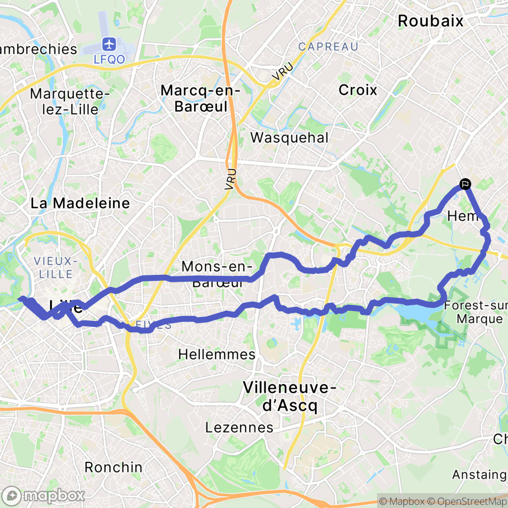 Hem : carte du parcours de randonnée - France