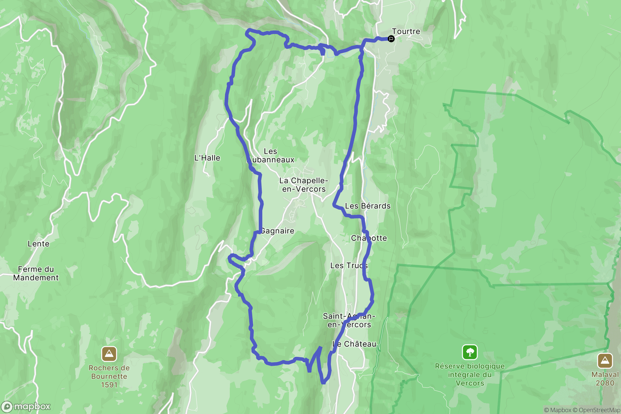 Saint-Martin-en-Vercors : carte du parcours de randonnée - France