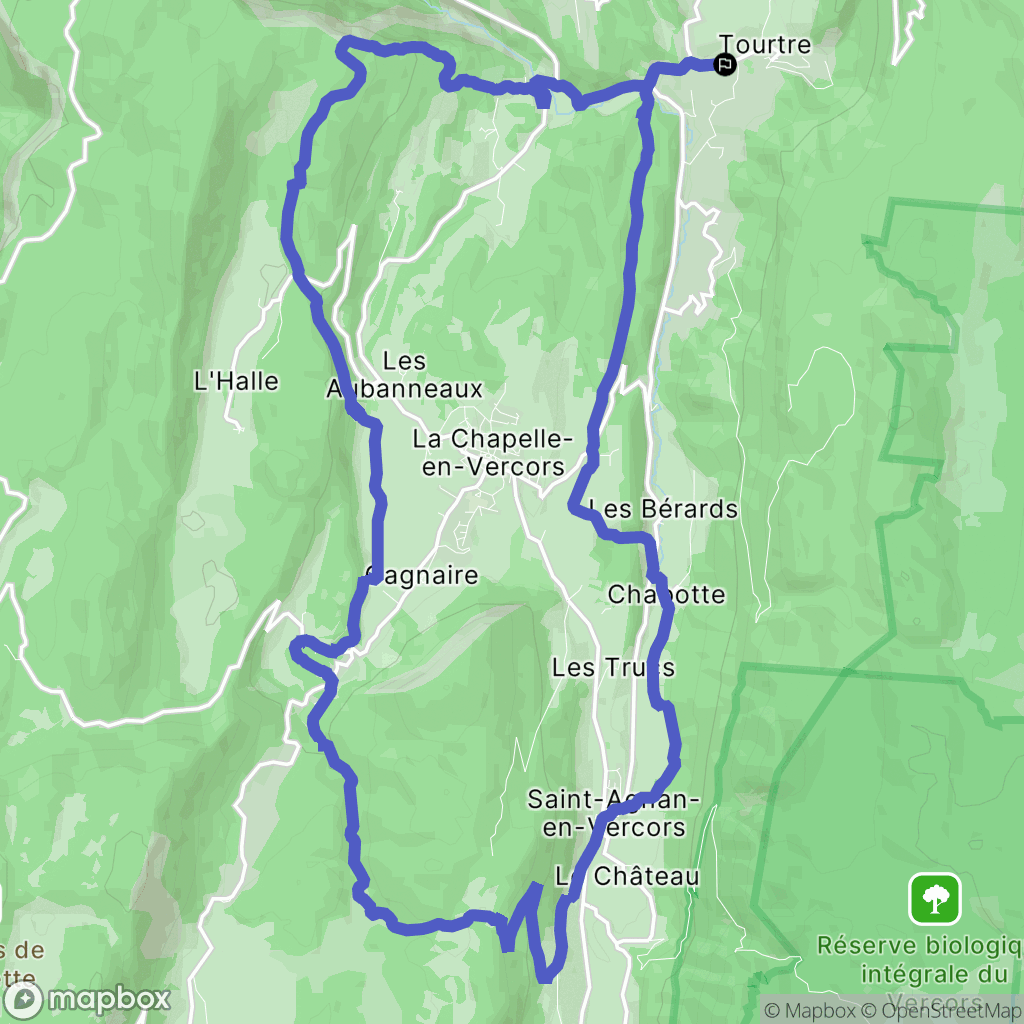 Saint-Martin-en-Vercors : carte du parcours de randonnée - France