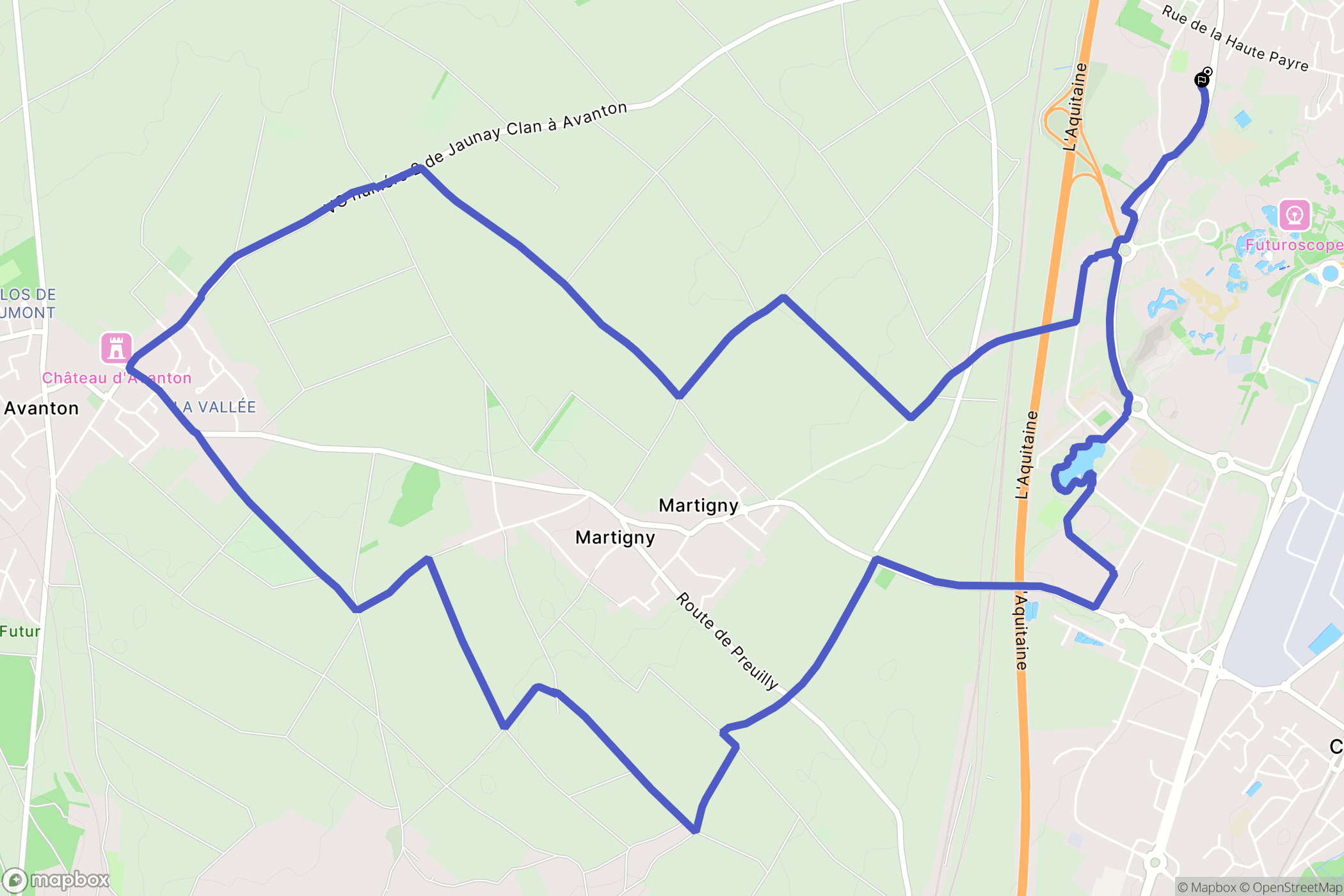 Jaunay-Marigny : carte du parcours de randonnée - France