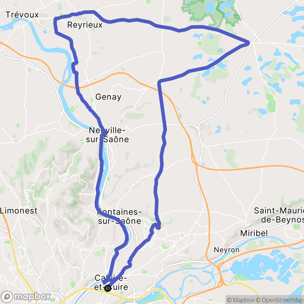 Caluire-et-Cuire : carte du parcours de randonnée - France