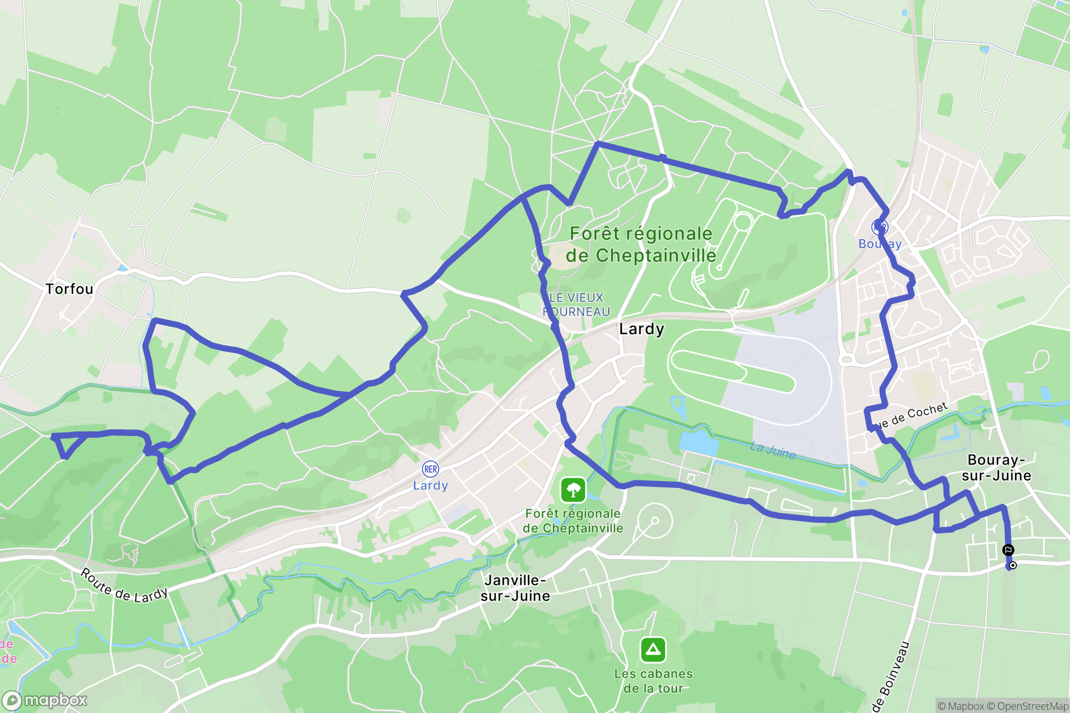 Bouray-sur-Juine : carte du parcours de randonnée - France