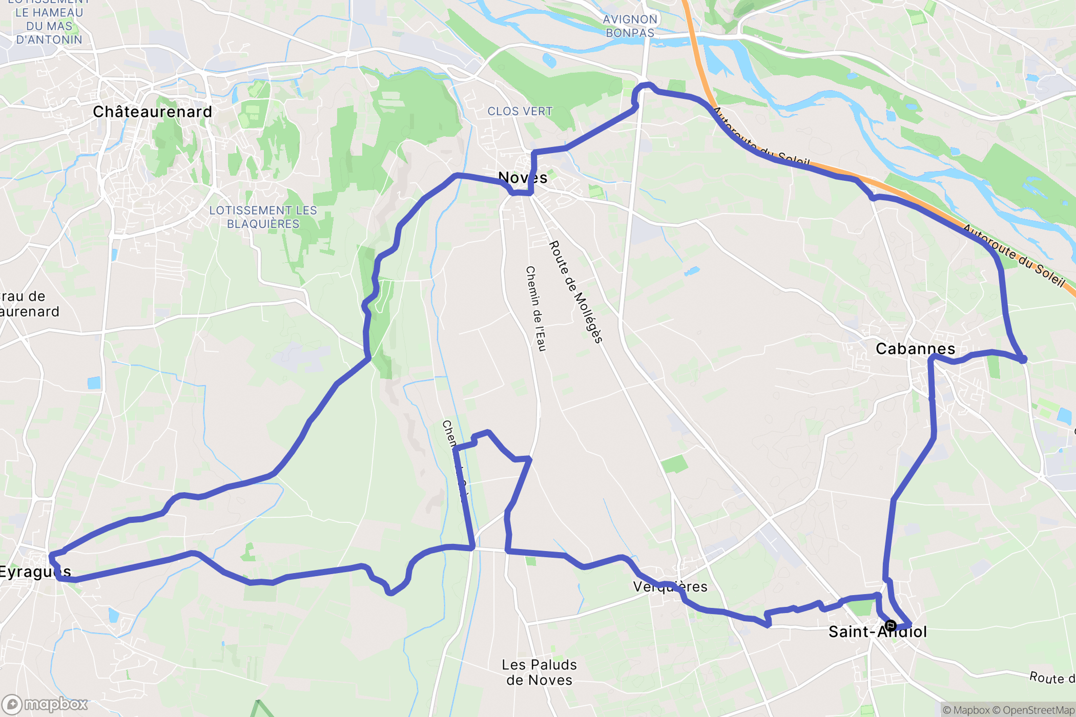 Saint-Andiol : carte du parcours de randonnée - France