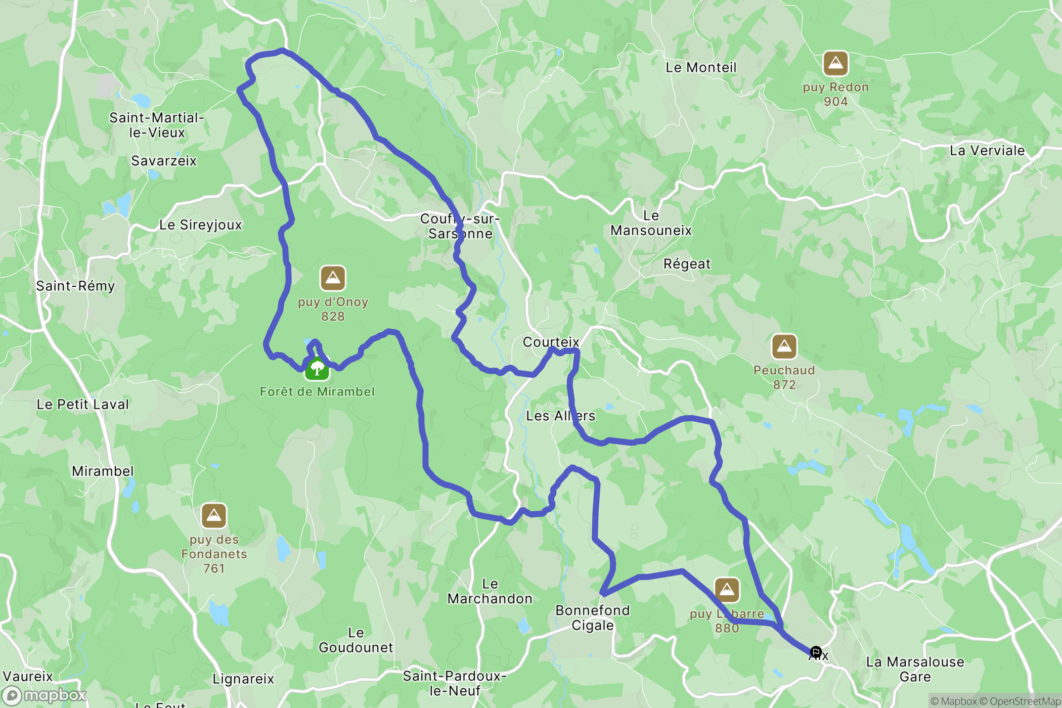 Aix : carte du parcours de randonnée - France
