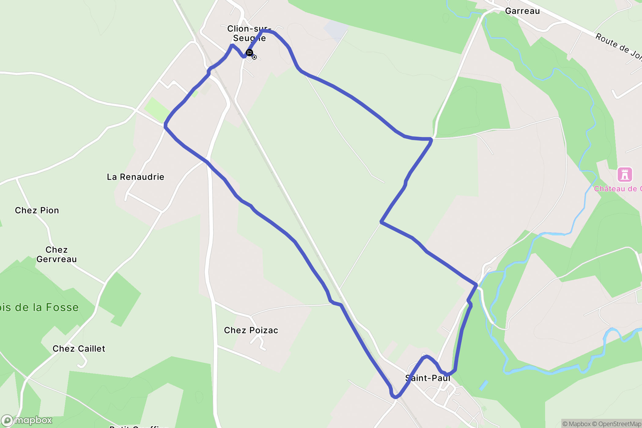 Clion : carte du parcours de randonnée - France