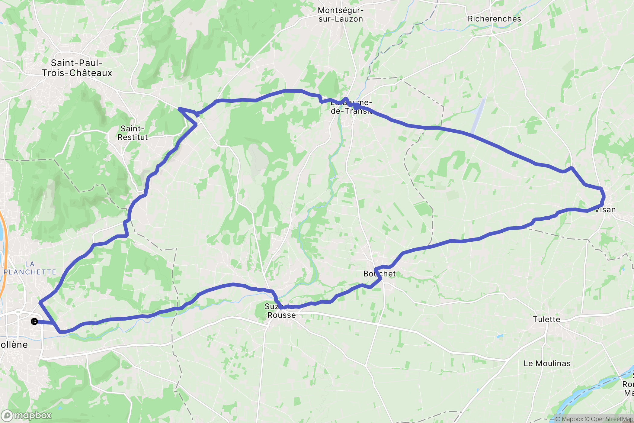 Bollène : carte du parcours de randonnée - France