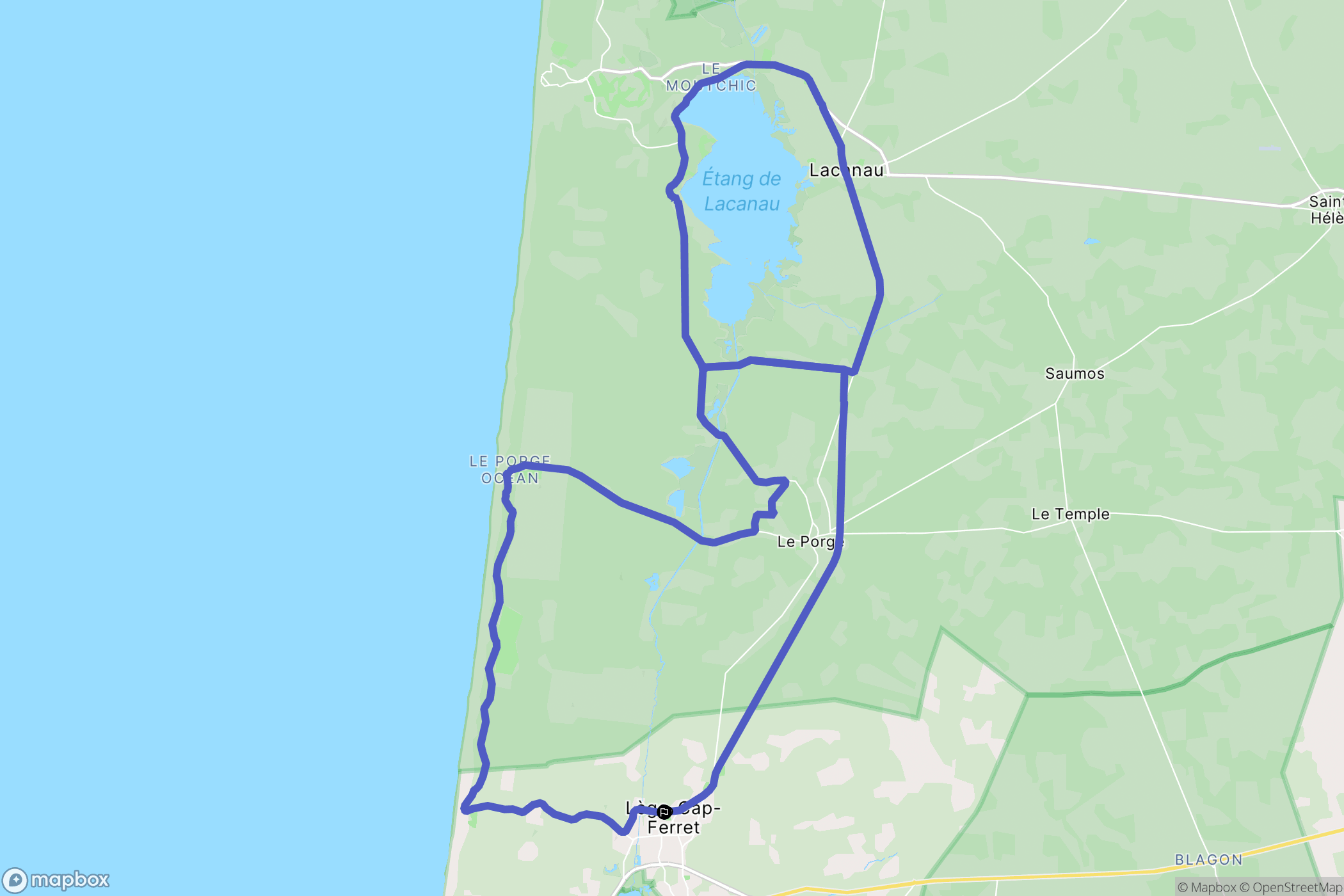 Lège-Cap-Ferret : carte du parcours de randonnée - France