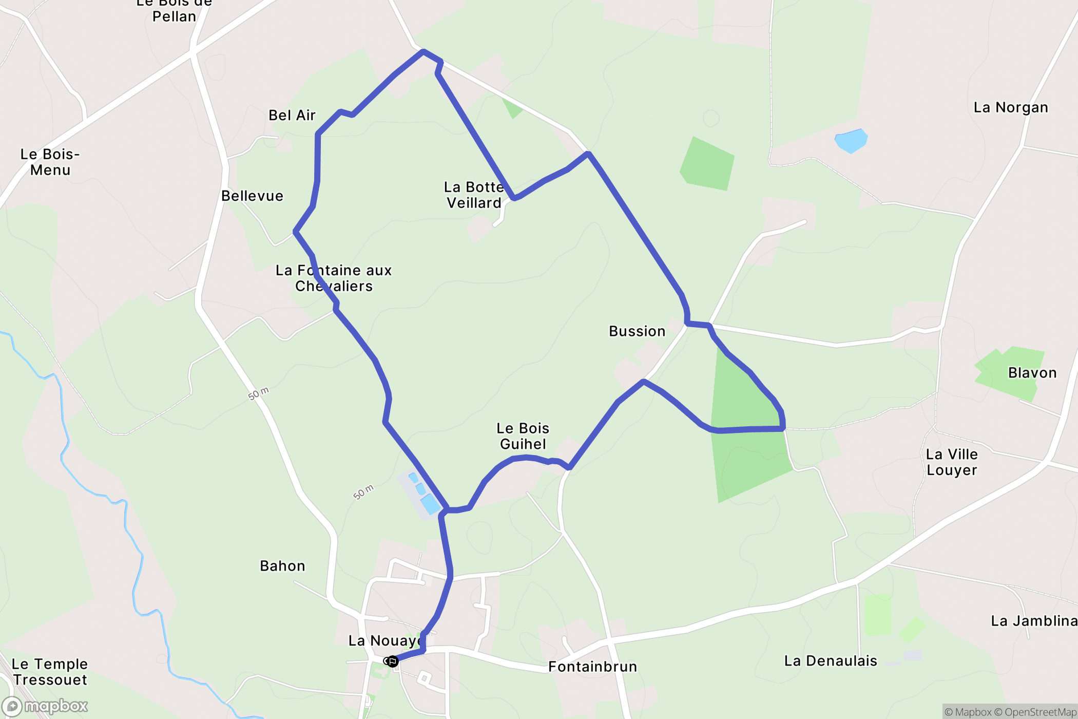 La Nouaye : carte du parcours de randonnée - France