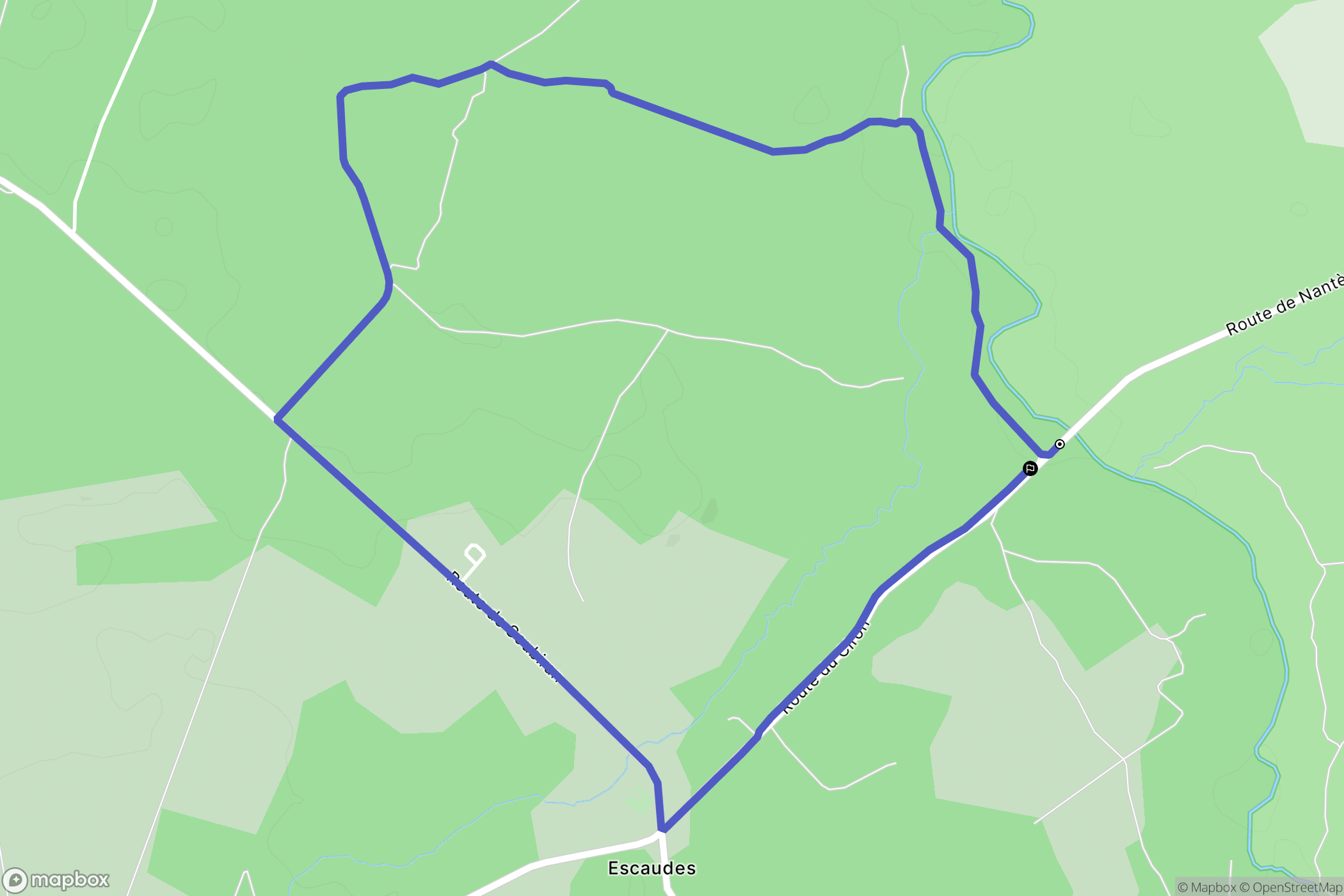 Escaudes : carte du parcours de randonnée - France