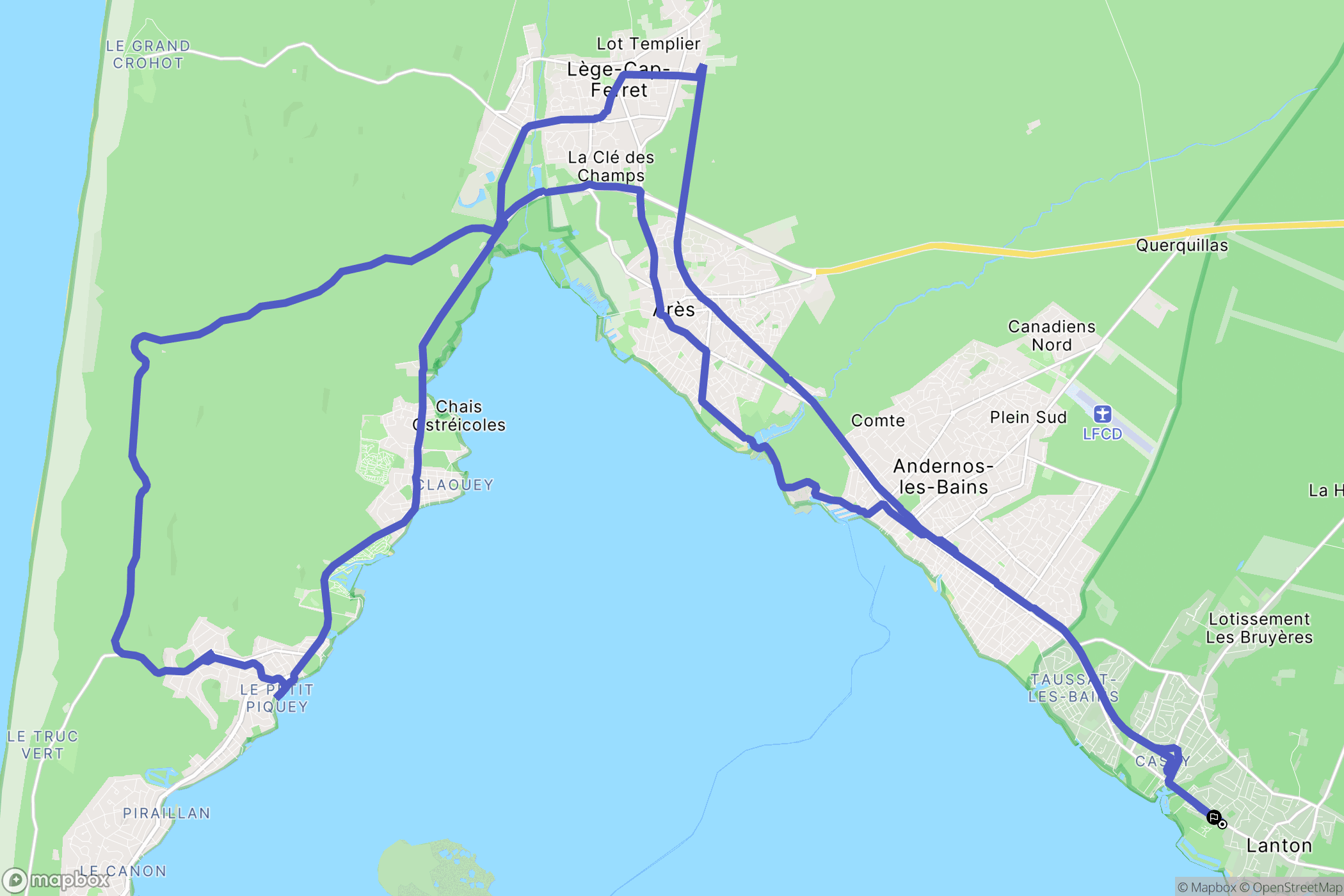 Lanton : carte du parcours de randonnée - France