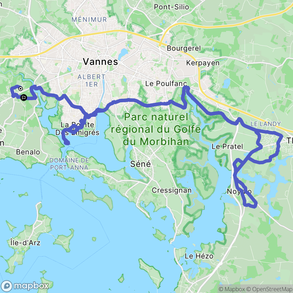 Arradon : carte du parcours de randonnée - France