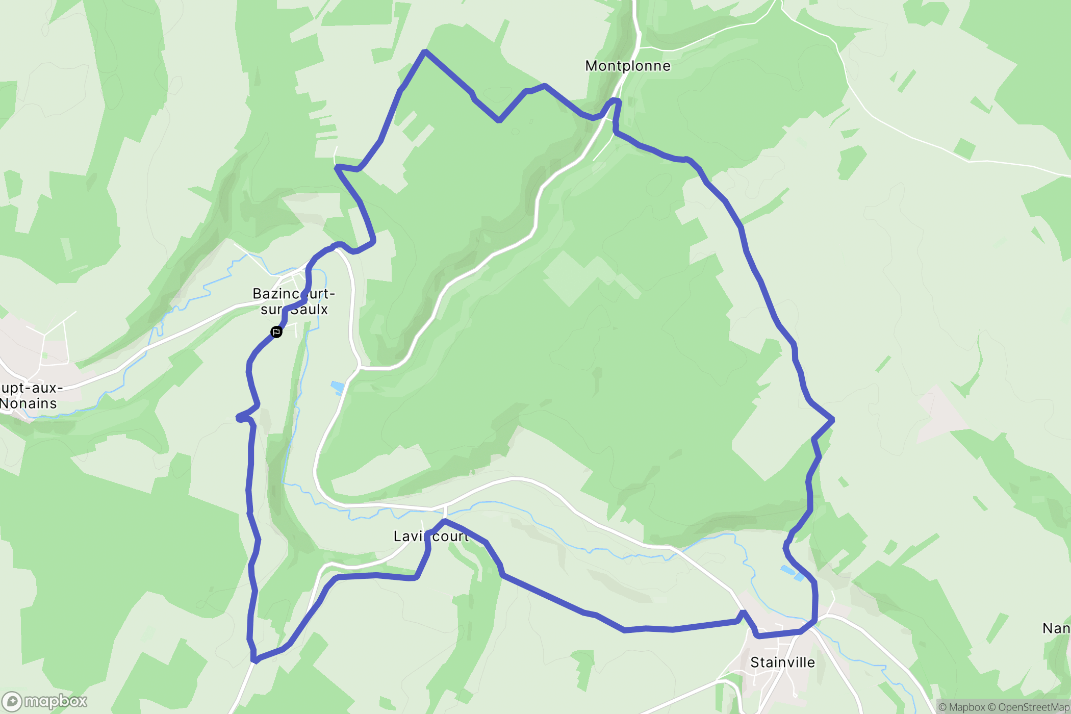 Bazincourt-sur-Saulx : carte du parcours de randonnée - France