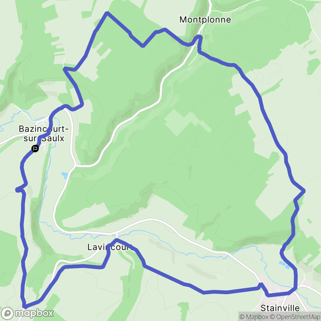 Bazincourt-sur-Saulx : carte du parcours de randonnée - France