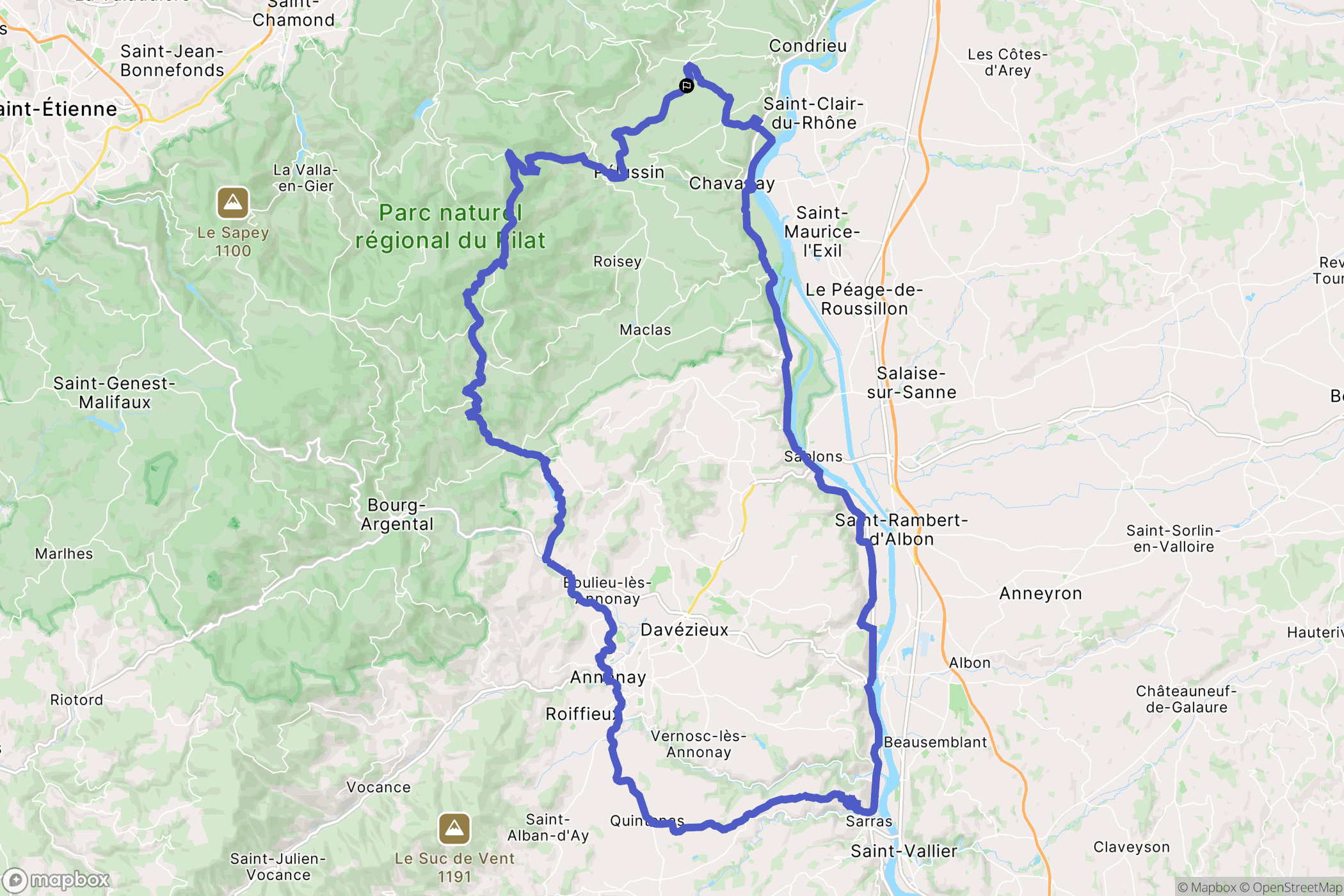 Chuyer : carte du parcours de randonnée - France