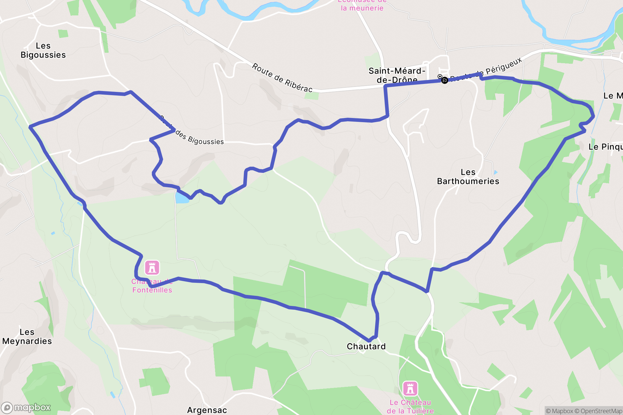 Saint-Méard-de-Drône : carte du parcours de randonnée - France