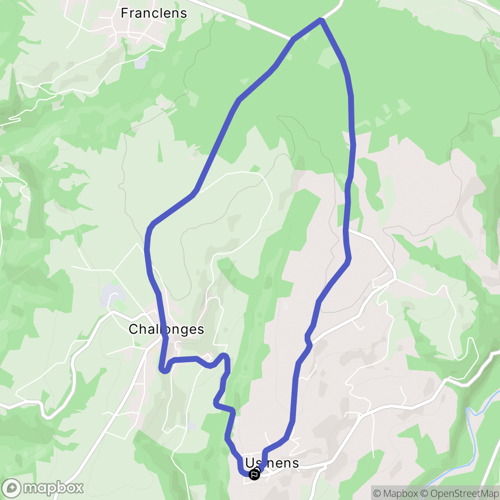 Usinens : carte du parcours de randonnée - France