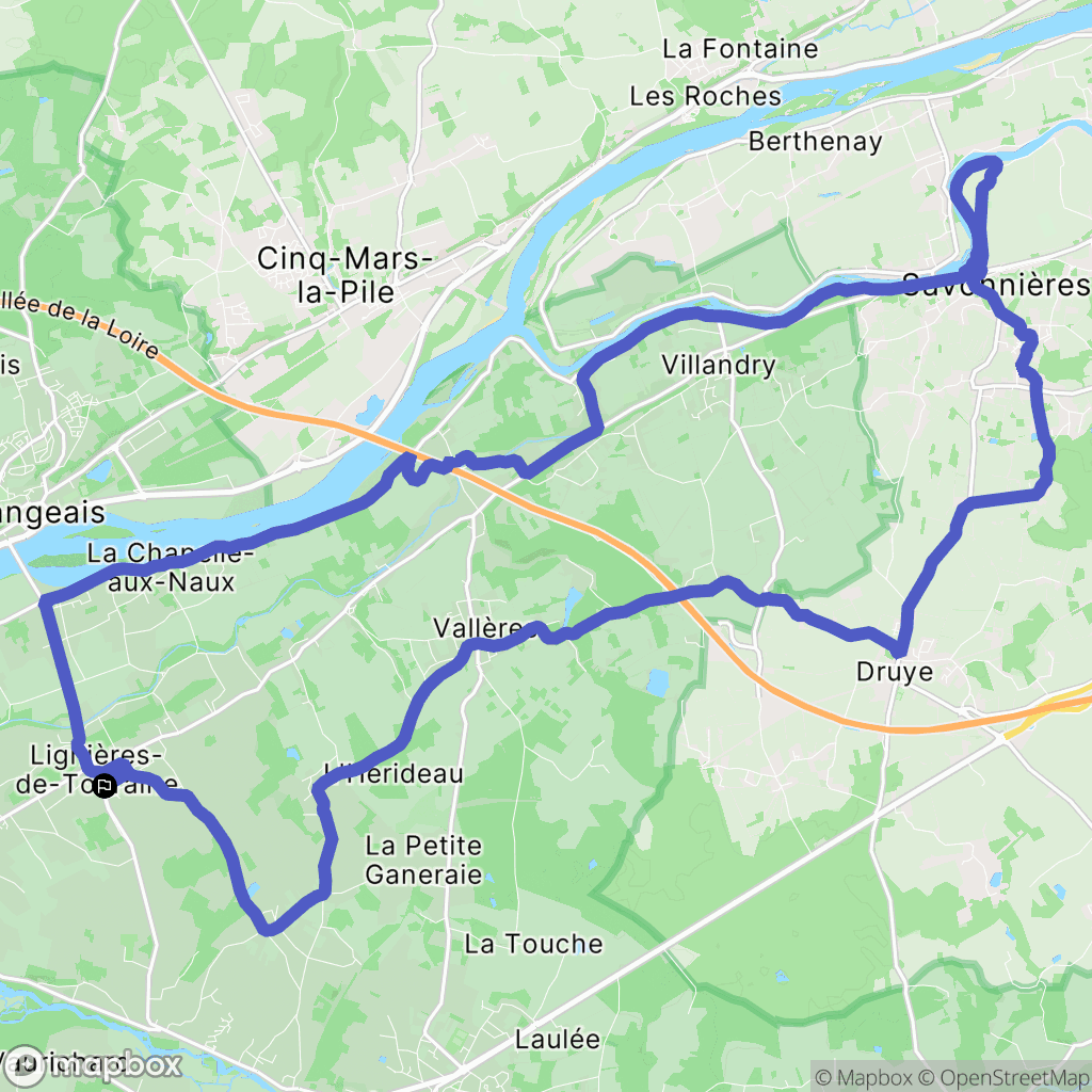 Lignières-de-Touraine : carte du parcours de randonnée - France