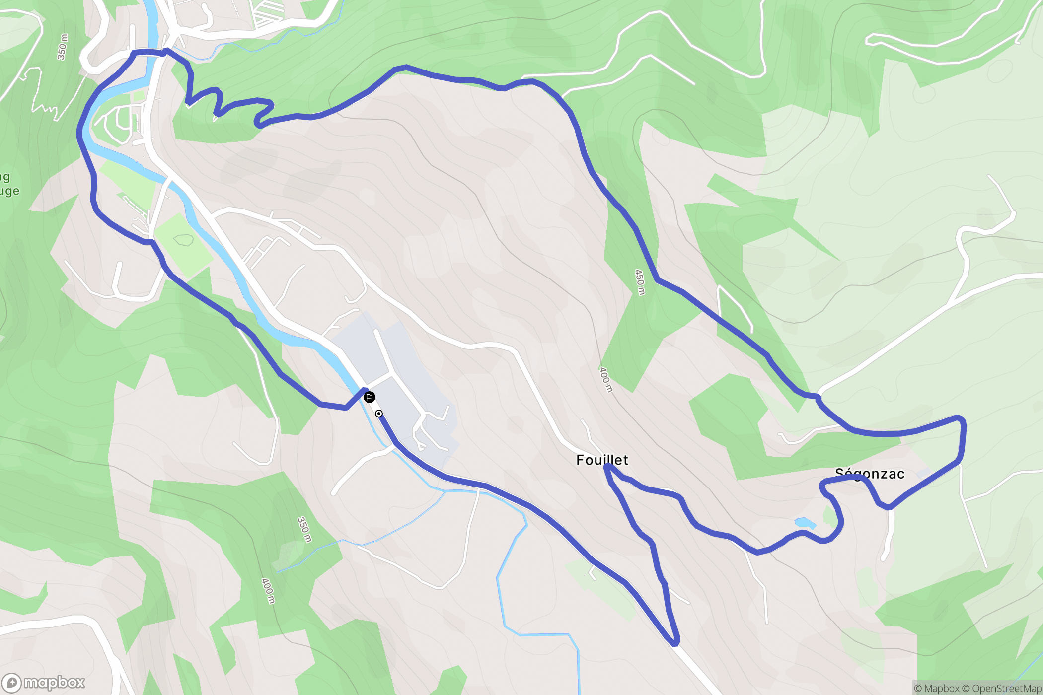 Villecomtal : carte du parcours de randonnée - France