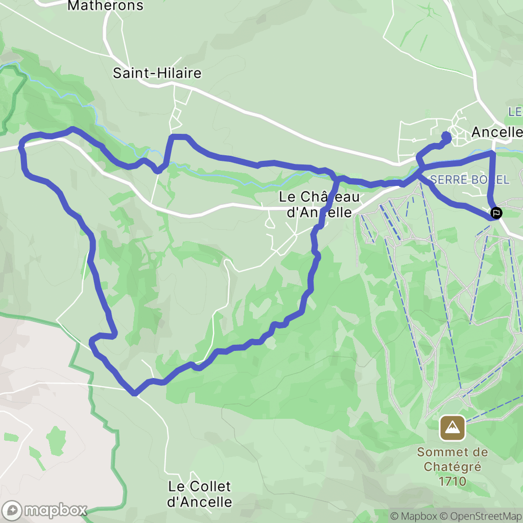 Ancelle : carte du parcours de randonnée - France