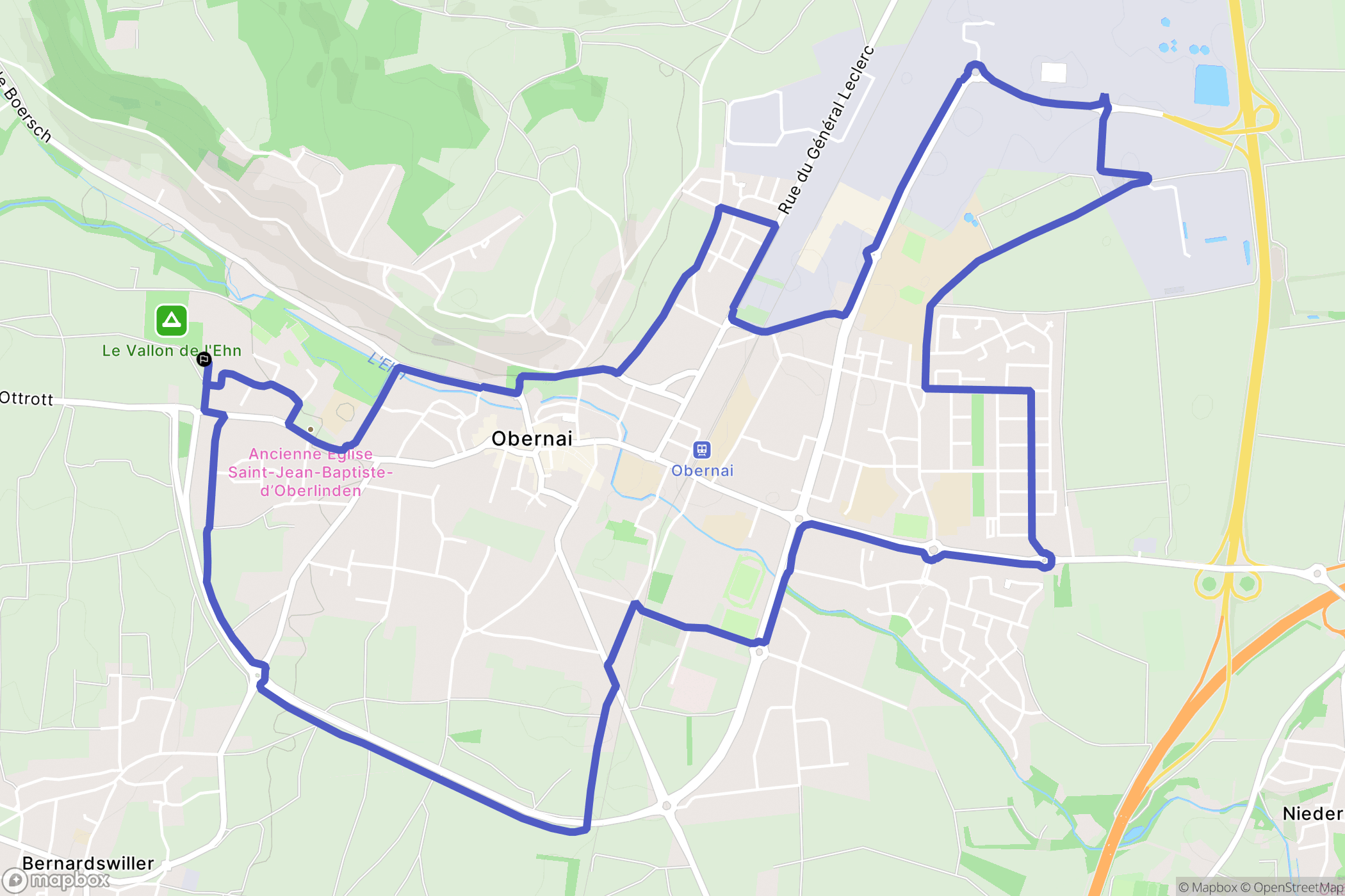 Obernai : carte du parcours de randonnée - France