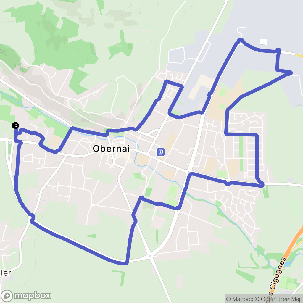 Obernai : carte du parcours de randonnée - France