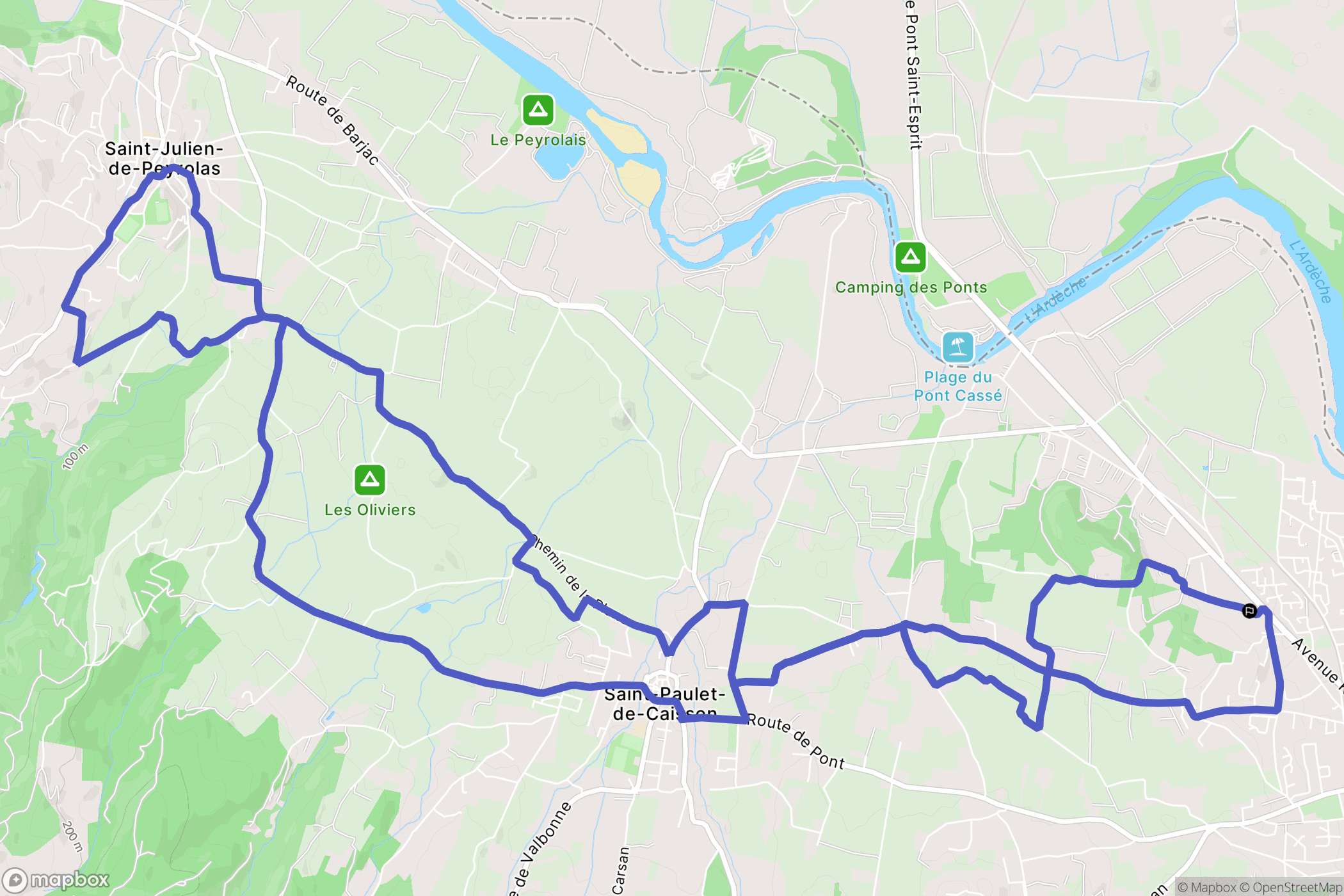 Pont-Saint-Esprit : carte du parcours de randonnée - France