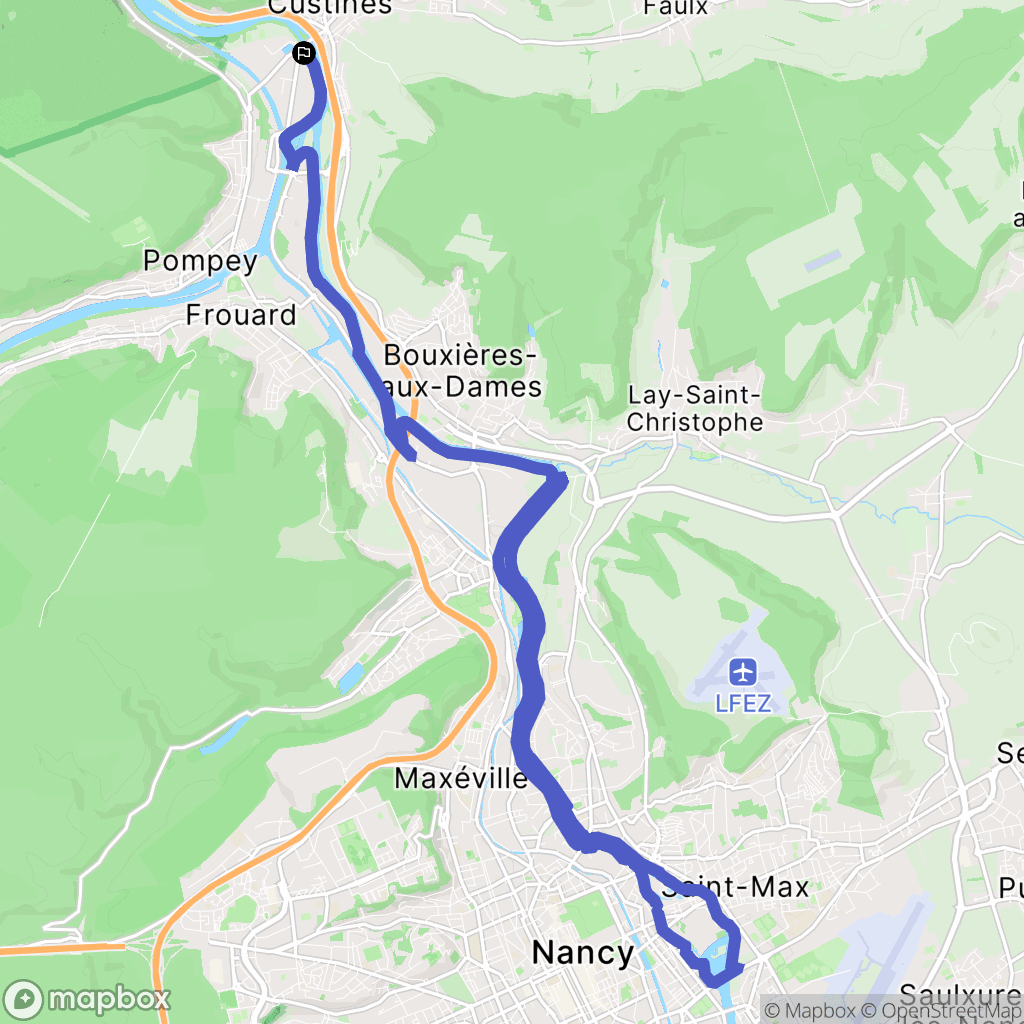 Custines : carte du parcours de randonnée - France