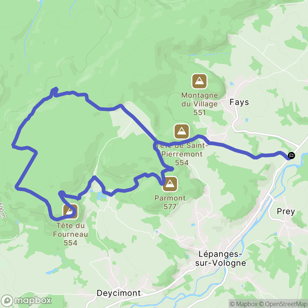 Laval-sur-Vologne : carte du parcours de randonnée - France